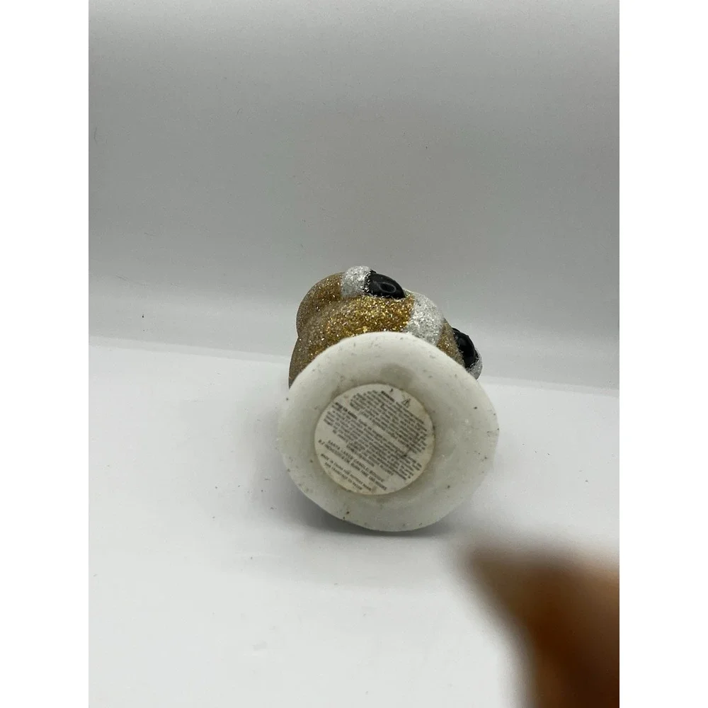 Pottery Barn beaded Santa candle unique large gold decor Xmas